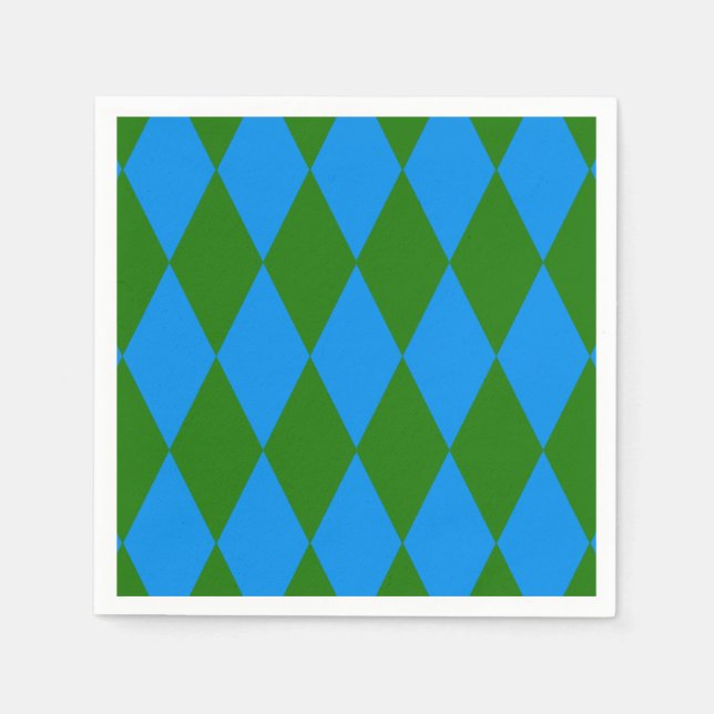 Blaue grüne Harlekin-Karuomuster-Design  Serviette (Vorderseite)