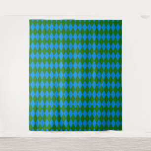 Blaue grüne Harlekin-Karuomuster Wandteppich