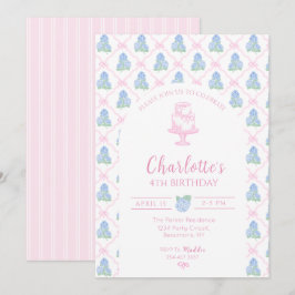 Blaue Grüne Hortensien Rosa Bogen Trellis Einladung