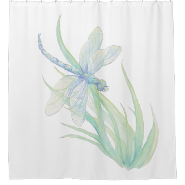 Blaue grüne Libelle Duschvorhang (Vorderseite)