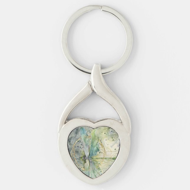 Blaue Grüne Libelle Schlüsselanhänger (Vorderseite)