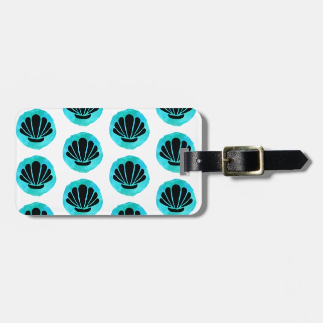 Blaue grüne Muschel Gepäckanhänger (Vorderseite horizontal)