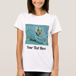Blaue grüne Muscheln auf dem Strandbild  T-Shirt