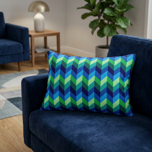 Blaue grüne Ombre-Chevron-Akzentkissen Dekokissen
