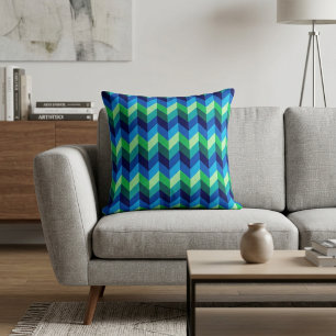 Blaue grüne Ombre-Chevron-Wurfkissen Kissen