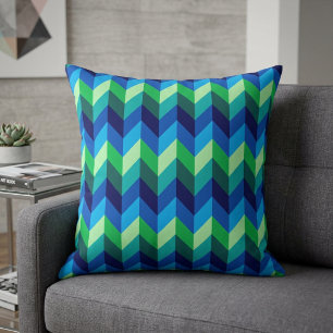 Blaue grüne Ombre-Chevrons große Wurfkissen Kissen
