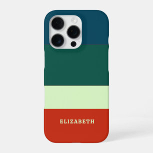 Blaue, grüne Orangenstreifen Muster Personalisiert iPhone 16 Pro Hülle
