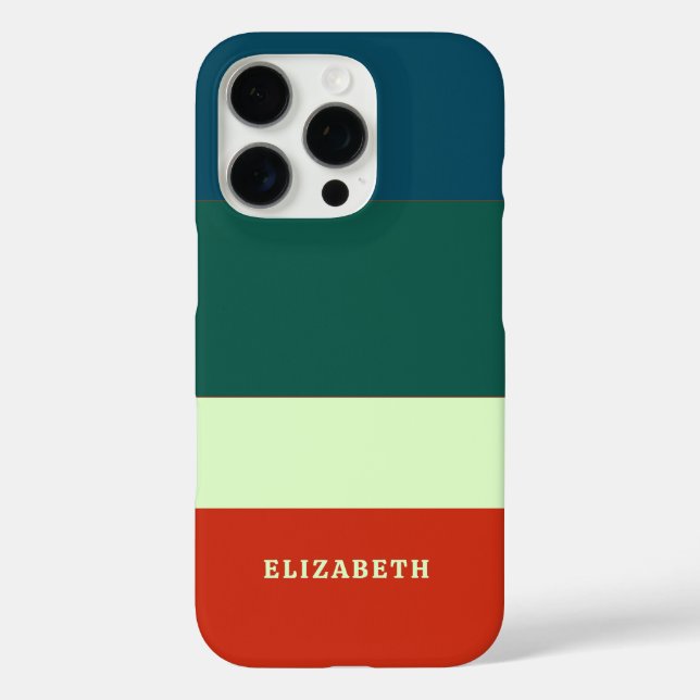 Blaue, grüne Orangenstreifen Muster Personalisiert iPhone 16 Pro Hülle (Rückseite)