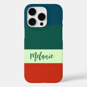 Blaue, grüne Orangenstreifen Muster Personalisiert iPhone 16 Pro Hülle
