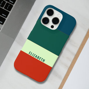 Blaue, grüne Orangenstreifen Muster Personalisiert iPhone 16 Pro Hülle