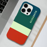 Blaue, grüne Orangenstreifen Muster Personalisiert iPhone 16 Pro Hülle<br><div class="desc">Ein trendiges,  blaugrünes und orangefarbenes Streifen-Muster verleiht Ihrem personalisierten iPhone 16 Pro Gehäuse eine kühne und moderne Touch. Passen Sie es mit einem Namen,  Monogramm oder Initialen an,  um ein einzigartiges und stilvolles Aussehen zu erhalten.</div>