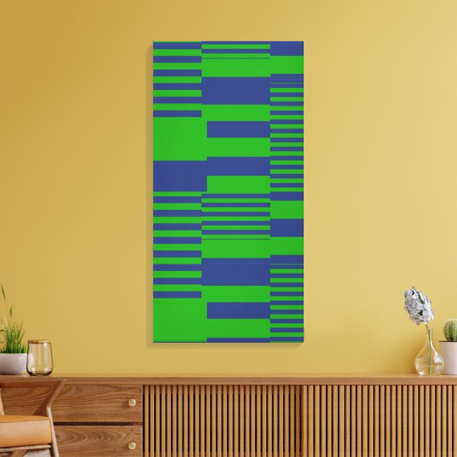 Blaue Grüne Patchwork-Streifen-Design  Leinwanddruck (Insitu (Wohnzimmer))
