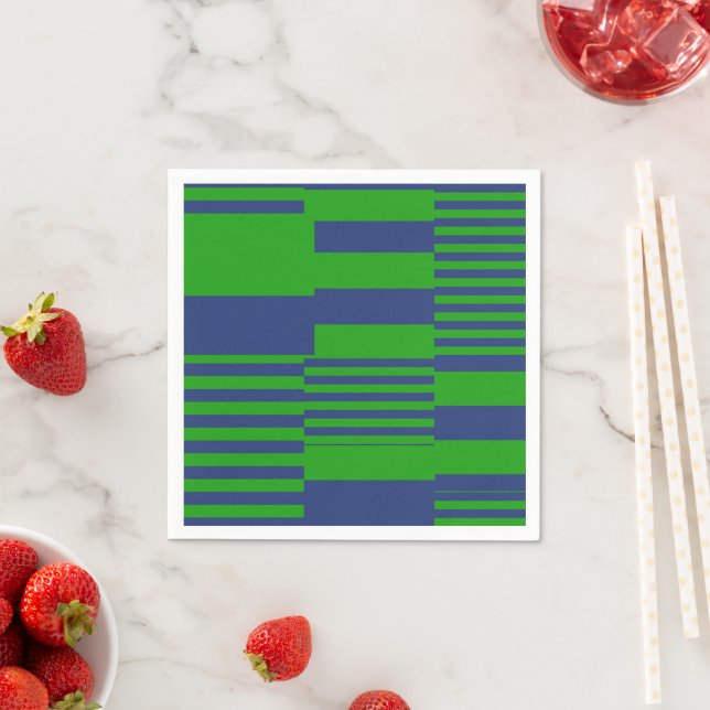 Blaue Grüne Patchwork-Streifen-Design  Serviette (Beispiel)