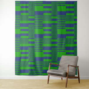 Blaue Grüne Patchwork-Streifen-Design  Wandteppich