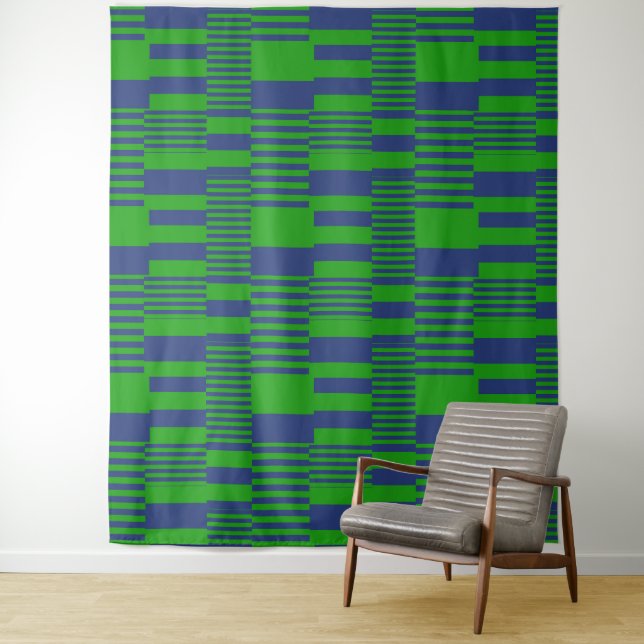 Blaue Grüne Patchwork-Streifen-Design  Wandteppich (Beispiel)