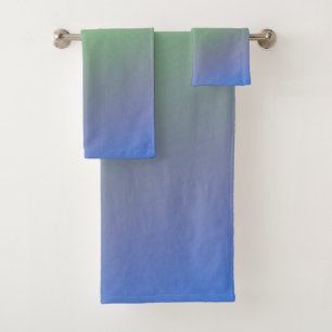 Blaue grüne Regenbogenfarben abstrakte Textur Badhandtuch Set