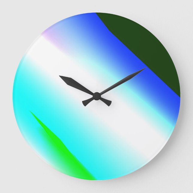 Blaue grüne Regenbogenfarben abstrakte Textur Große Wanduhr (Vorderseite)