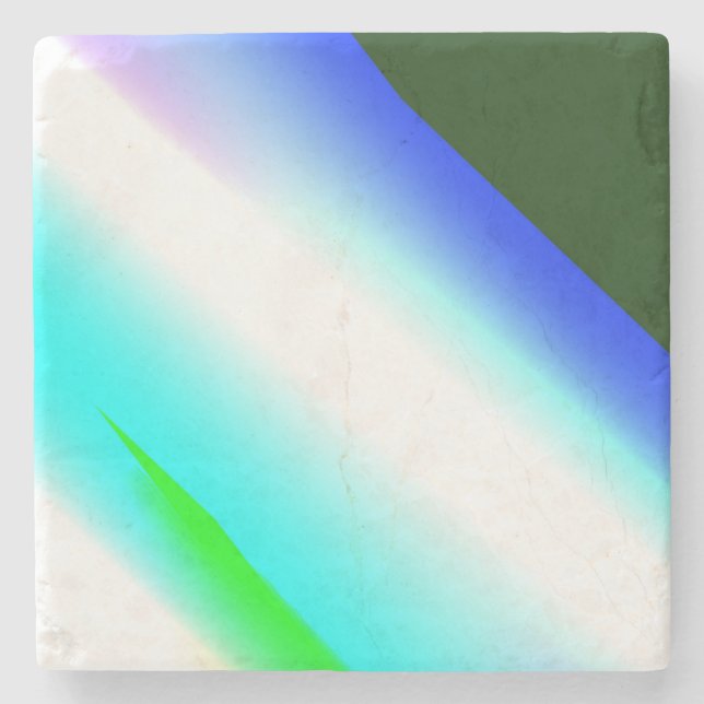 Blaue grüne Regenbogenfarben abstrakte Textur Steinuntersetzer (Vorderseite)