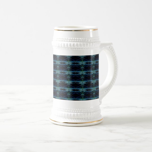 Blaue grüne Regenbogensteine , Artdeco-Muster Bierglas (VorderseiteRechts)