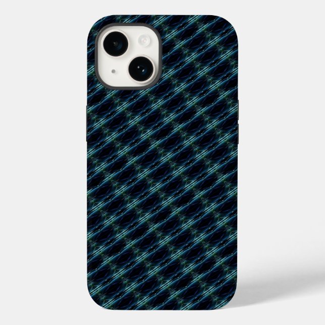 Blaue grüne Regenbogensteine , Artdeco-Muster Case-Mate iPhone 14 Hülle (Rückseite)