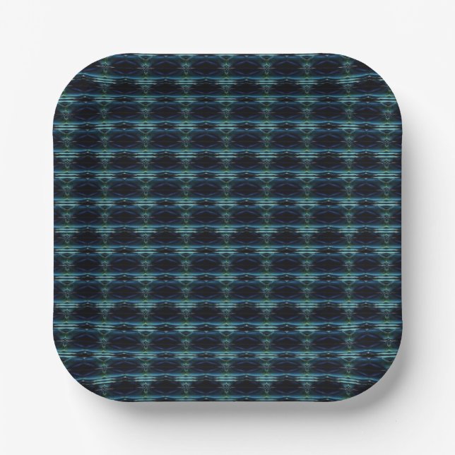 Blaue grüne Regenbogensteine , Artdeco-Muster Pappteller (Vorderseite)
