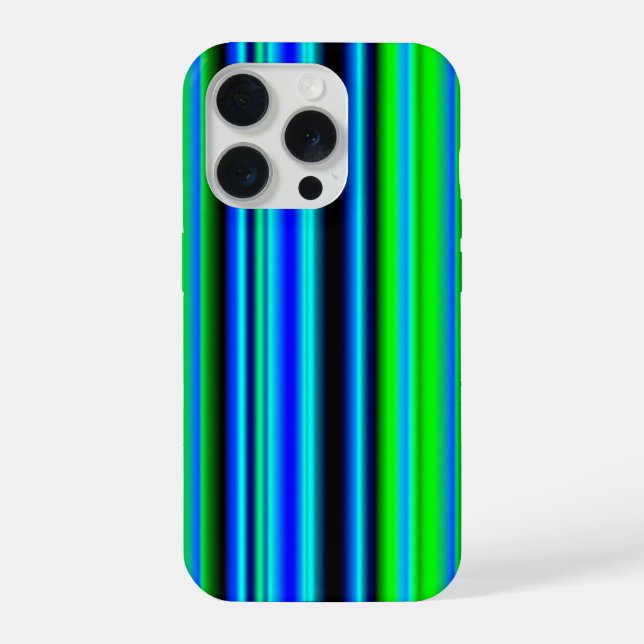 Blaue grüne Regenbogenstreifen iPhone 15 Pro Hülle (Rückseite)