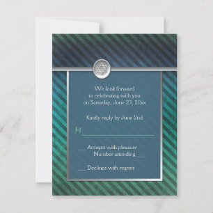 Blaue, grüne, silbergestrichene Bar Mitzvah RSVP-K Einladung