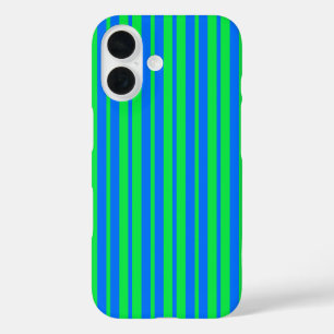 Blaue grüne stilvolle Streifenmuster-Design iPhone 16 Hülle