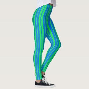 Blaue grüne stilvolle Streifenmuster-Design Leggings