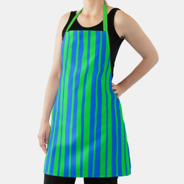 Blaue grüne stilvolle Streifenmuster-Design  Schürze (Von Creator hochgeladen)