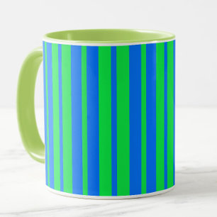 Blaue grüne stilvolle Streifenmuster-Design Tasse