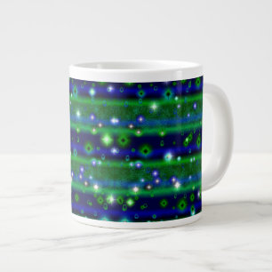 Blaue grüne Streifen mit Sternen und Regentropfen Jumbo-Tasse