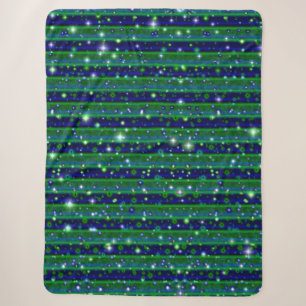 Blaue grüne Streifen mit Sternen und Regentropfen Sherpadecke