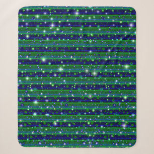 Blaue grüne Streifen mit Sternen und Regentropfen Sherpadecke