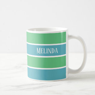 Blaue/grüne Streifen-NamensTasse Kaffeetasse