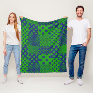 Blaue grüne Tupfen-Patchwork  Fleecedecke