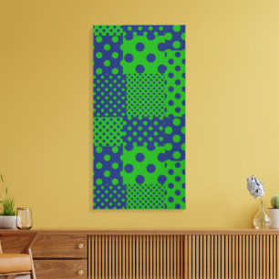 Blaue grüne Tupfen-Patchwork  Leinwanddruck