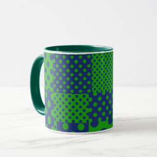 Blaue grüne Tupfen-Patchworkarbeit  Tasse