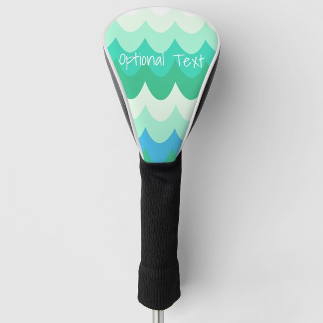 Blaue, grüne und Aquamarine geometrische Meereswel Golf Headcover (Vorderseite)