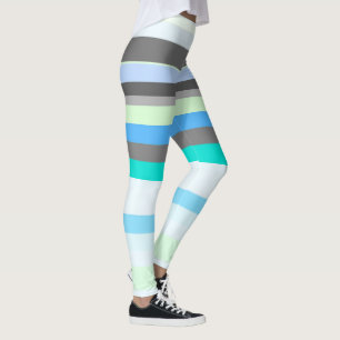 Blaue, grüne und graue Abstrakte Streifen Leggings