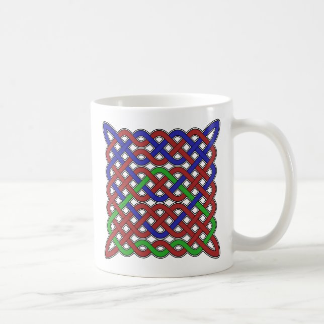 Blaue, grüne und rote keltische Knochen Kaffeetasse (Rechts)