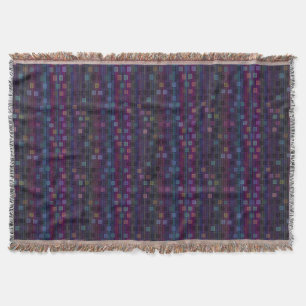 Blaue, grüne, violette, rosa Quadrate mit Streifen Decke