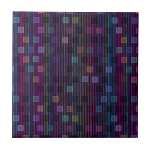 Blaue, grüne, violette, rosa Quadrate mit Streifen Fliese