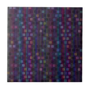 Blaue, grüne, violette, rosa Quadrate mit Streifen Fliese