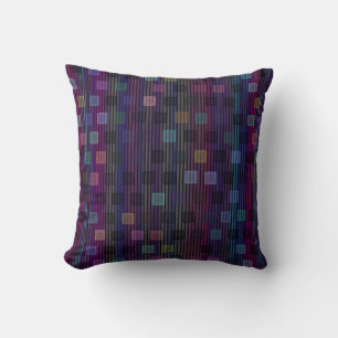 Blaue, grüne, violette, rosa Quadrate mit Streifen Kissen