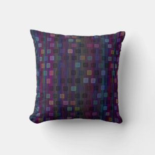 Blaue, grüne, violette, rosa Quadrate mit Streifen Kissen