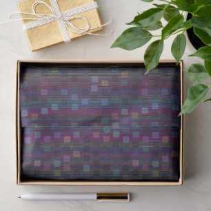 Blaue, grüne, violette, rosa Quadrate mit Streifen Seidenpapier