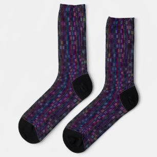 Blaue, grüne, violette, rosa Quadrate mit Streifen Socken