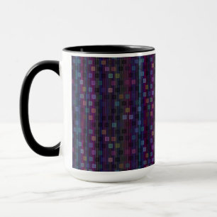 Blaue, grüne, violette, rosa Quadrate mit Streifen Tasse