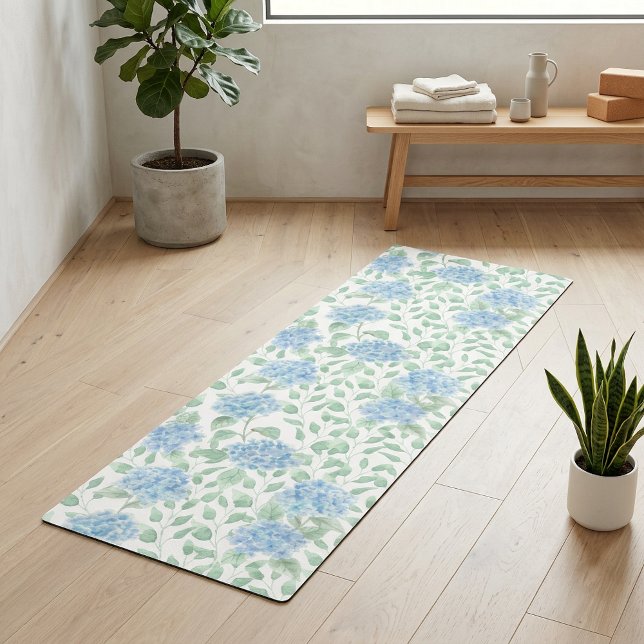 Blaue Grüne Wildblumen-Wasserfarbe Yogamatte (Blue Green Wildflower Watercolor Yoga Mat)